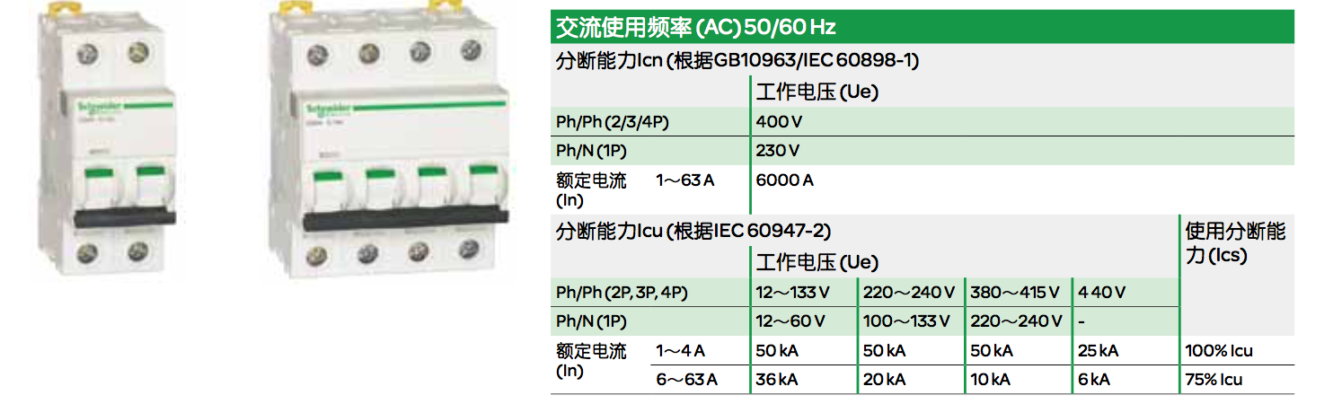 施耐德IC65N,EA9系列斷路器的脫扣曲線有哪幾種？